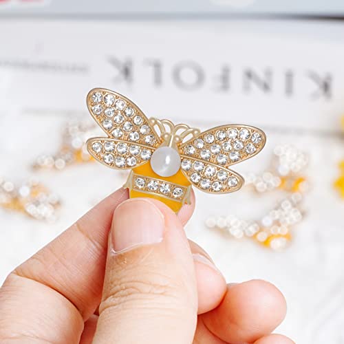 20 Pieces Large Enamel Bee Charms Rhinestone Bee Pendants Alloy Honeybee Embellishments For Diy Crafts Decoration Jewelry Making (Yellow) #TOP2