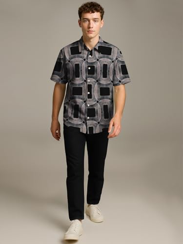 Image of BULLMER Trendy Regular Fit Cotton Blend Printed Casual Half Sleeve Shirt for Men | Stylish Mens Casual Shirts | Shirts for Men