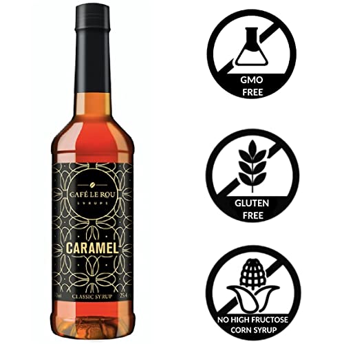 Image of NEW Cafe Le Rou Caramel Coffee Syrup 25.4 oz Cafe Syrup (Caramel, 2-pack)*Includes 2 Coffee Syrup Dispensers*Flavoring Syrup for Coffee, Tea and Espresso