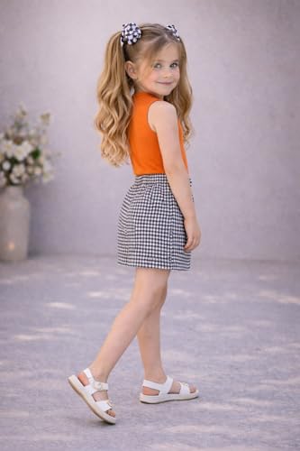 Image of Girl's Solid Cotton Blend Style Top and Shorts Set