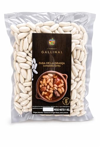 Fabas Categoría Extra – Origen Asturias | Faba de la granja | Finca Gallinal | Cultivo Propio | Alubia Blanca Gourmet para Fabada Asturiana | Selección Premium | Paquete de 1 Kg
