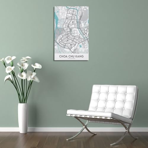 Poster Choa Chu Kang minimaliste : impression sur toile encadrée 20x30 cm