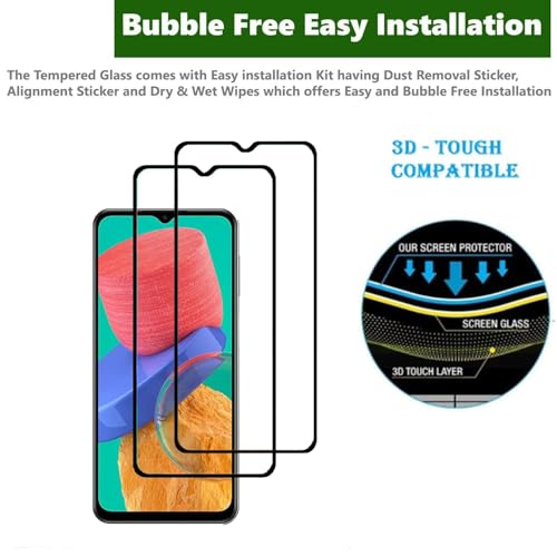 Image of Tempered Glass Screen Protector Compatible with Samsung Galaxy M33 / Samsung Galaxy F23 / Samsung Galaxy M23 / Samsung Galaxy A23 / Samsung Galaxy M13 4G, 9H Hardness Pack of 2