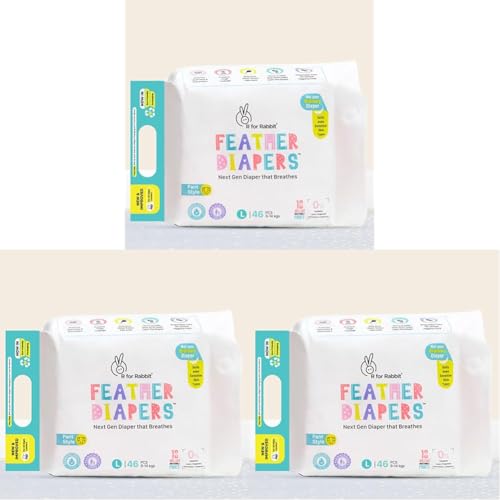 Image of R for Rabbit Large L Size Premium Feather Diaper for Baby 9 to 14 kgs (46 Combo Pack Offer) (Pack of 3)