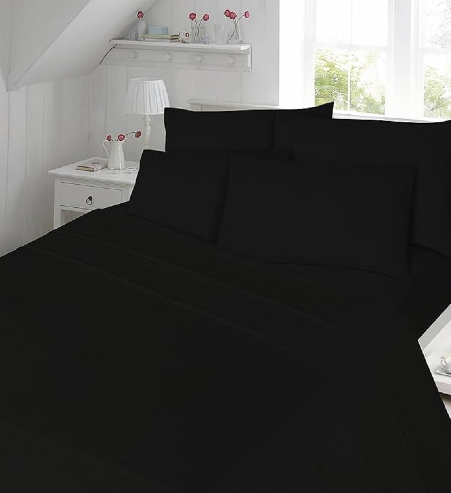 VL Pillowcase Pair – Soft Flannelette – 100% Brushed Cotton – 50 x 75 cm – Cozy & Warm (Black, Pillowcase Pair Only)