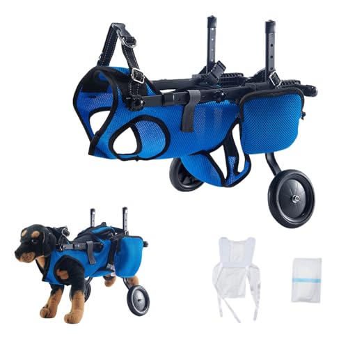 Bekasa Dog Wheels for Back Legs, Adjustable Pet Wheelchair Cart with 2 Wheel, Puppy Wheelchair with Paralyzed, Adjustable Dog Leg Brace and Hip Support for Rear Leg, Small for 4-9kg