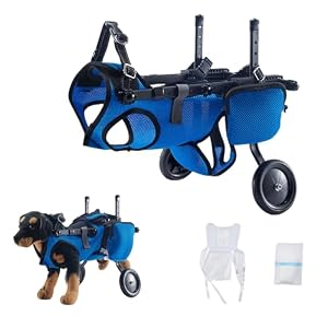 Small Dog Wheelchair for BackLegs, Adjustable Two-Wheel Doggy Wheel-Chair Cart with 5 Pee Pads and Poop Bag, Rear Limb of Pet Rehabilitation, Dog Wheel Chair Cart for Disabled Hind Legs Walking
