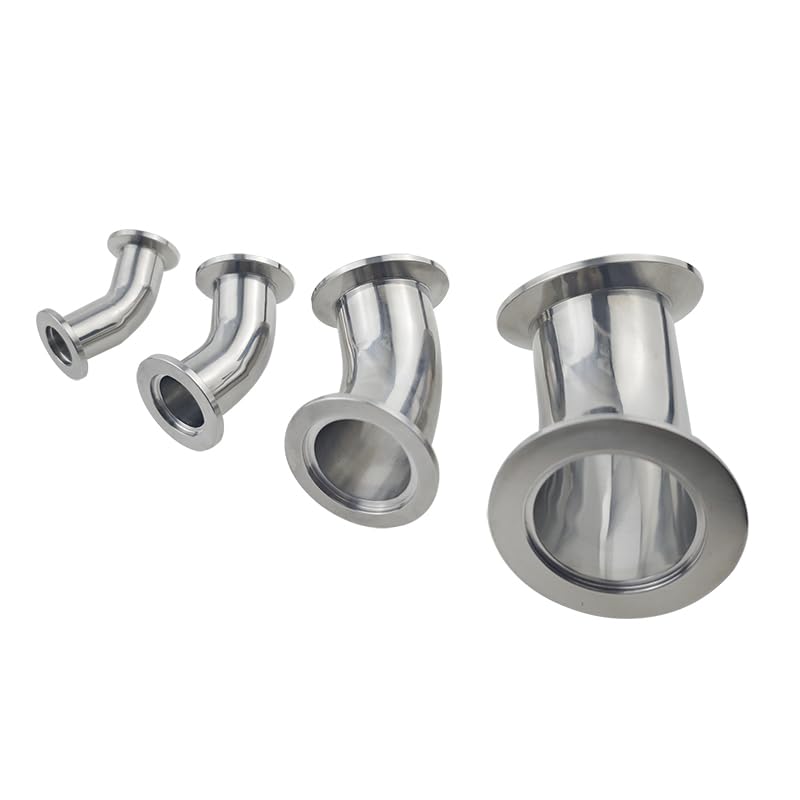 Codo de vacío de 45 grados KF16, conector de acero inoxidable 304 con triple abrazadera 4