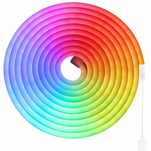 JANDEI - Ruban lumineux LED néon flexible 12V, 5M 6x12mm 108 Leds/Metro. RGB Multicolore. Découpe 3,2 cm. Décoration intérieure et extérieure, Maison, Commerce. Transformateur/Contrôleur non inclus