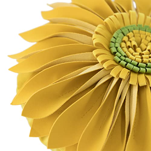 Jwh Stereo Flower Throw Pillow Cover Aesthetic Decorative Daisy Floral Accent Pillow Case Round Cushion Handmade Pillowcase Bed Couch Bedroom With Insert 12 Inch Yellow Green #TOP3