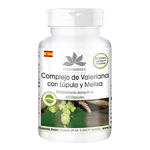 Extracto de Valeriana, lúpulo y melisa – 60 cápsulas | HERBADIREKT by Warnke Vitalstoffe - Calidad de farmacia alemana