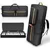 ORKELS 61-Key Keyboard Case with Wheels & Adjustable Shoulder Straps Padded Rolling Gig Bag with 4 Accessory Pockets, for Digital Piano, Synthesizer & Keyboard