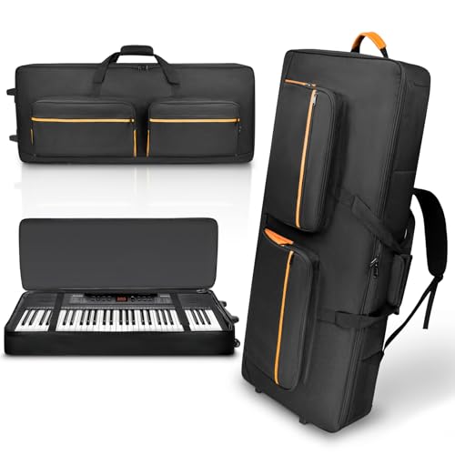 Keyboard Case with Wheels and Pockets for Digital Piano