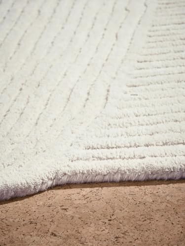 Image of Hand Tufted Wool Rug 6x8 Ft - Modern Irregular Shape Aesthetic Carpet, 1 Inch Thick Pile, Anti-Skid Backing, Soft Handmade Woolen Area Rug for Living Room, Bedroom, Hall Decor