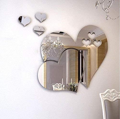 Wajade 2Love Mirror Wall Sticker 2Sets/10pcs Silver Love Mirror Wall Decals Acrylic Wall Stickers for Bedroom Living Room - Image 3