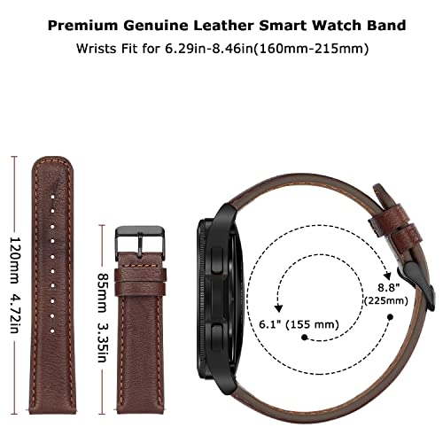 Tasikar 20mm Leather Straps Compatible with Samsung Galaxy Watch 47mm 7/6/5/4 Strap/ 6 Classic 43mm 47mm/ 5 Pro Bands, Genuine Leather Band for Galaxy 4 Classic/3