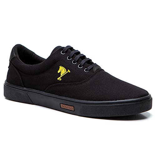 Tênis Masculino Polo Joy Casual Em Lona - Preto Preto - 37