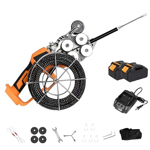 SHEUAO Extractor De Cables para Tendido De Electricista,Cinta Pasacables,Máquina Automática para Encordar Cables Eléctricos,Máquina para Roscar Cables De Pared,2battery