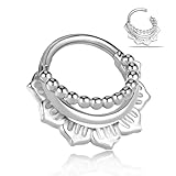 DOEARKO 16G Septum Rings 8mm High Polish Stainless Steel Nose Rings Hypoallergenic Clicker Hoops for Women & Men Fashion Nose Piercing Jewelry (601Silver-10MM)
