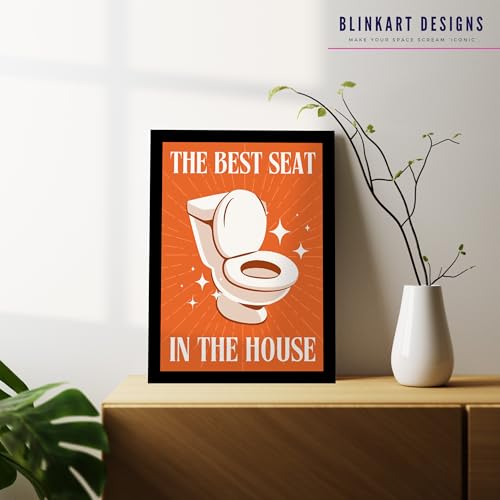 Image of BLINKART Funny Toilet Seat Wall Art Painting Print Design | Aesthetic Wall Decor Photo Artwork Frame Decoration Hanging For Home Bedroom Living Room Office Wall Decor | T0022 | 13x10 Inches