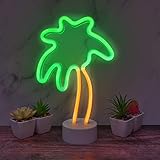 neonleuchten schriftzug Das Gestell aus stabilem Acryl hat die Form einer kultigen Palme. Wenn der Schalter im Standfuß betätigt wird, erstrahlt die Mini-LED-Neonleuchte in Palmenform mit einem gelben Stamm und grünen Blättern.