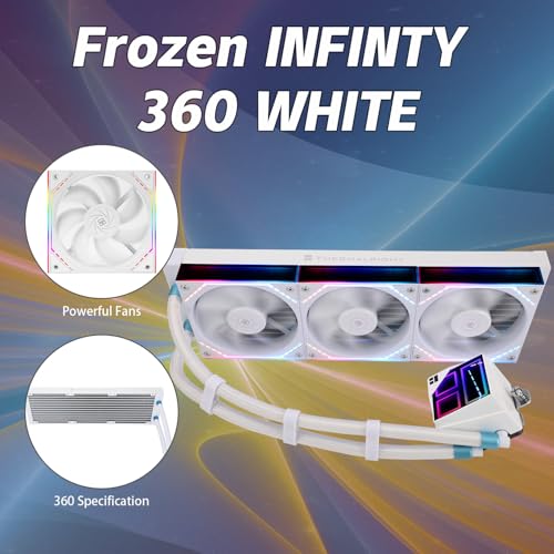 Image of Thermalrlght Frozen Infinity 360 White CPU Aio Cooler,TL-M12W*3 PWM Fans,Computer CPU Water Cooler,ARGB Infinity Mirror,360 CPU Liquid Cooling:LGA1851 /1700 /1150 /1151 /1200 /2011,PC Water Cooling