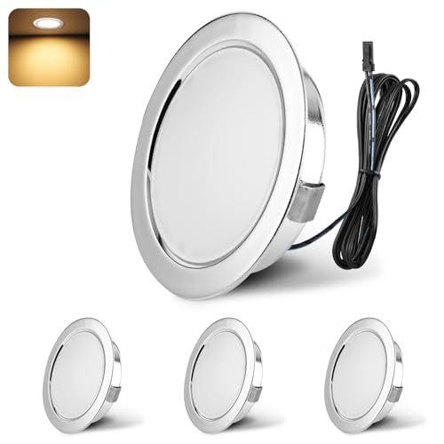 YindaLux 4x Focos LED Interior Techo 12V, 3000K Blanco cálido Regulable Downlight LED Techo Empotrable, 3W Ojos de buey LED para techo, Agujero 55-58mm Aluminio Foco led Chrome