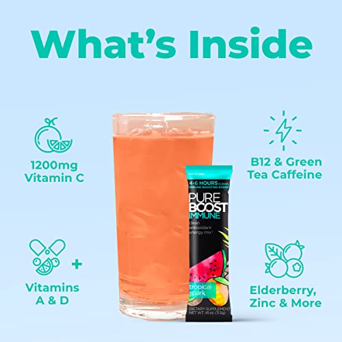 Image of Pureboost Sugar-Free Immune Clean Energy Booster Drink Mix, Tropical 30ct