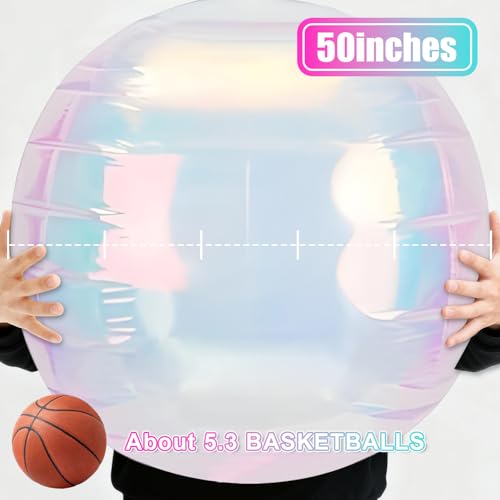 Image of 50 Inch Iridescent Round Foil Balloons 3pcs Large Balloons Mermaid Decor
