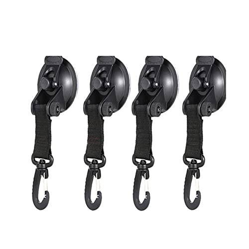 mecaponn タープ 車 吸盤 フック付き 強力 直径6.5cm タープ連結用 4個入り 車 カーサイドタープ テント用アクセサリー サンシェード固定 荷物締め付け 屋外用 キャンプ用品 レバー式 ブラック