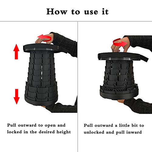 Retractable Folding Stool for Camping Travel Small Portable Lightweight Collapsable Foldable Seat Chair for Fishing BBQ Outdoors Indoors Kitchen Max Load 260lbs