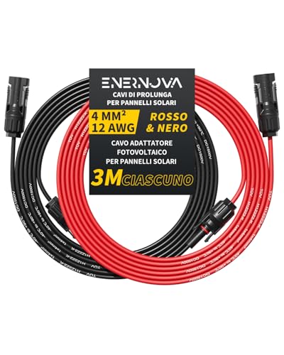 Cavo Solare 4mm²/6mm², Cavo di Prolunga Solare, 1/2/3/5/8/10/12/15/18/20M, Cavo per Pannelli...