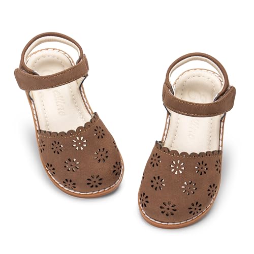 Image of ESTINE Toddler Girls Little Kids Close Toe Sandals - Flower Girl Dress Flats Summer Shoes