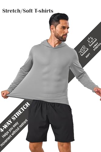 Men’s 5 Pack Sun Protection Long Sleeve Hoodie Rash Guard SPF Lightweight Quick Dry UV Shirts Outdoor Fishing Active Wear2