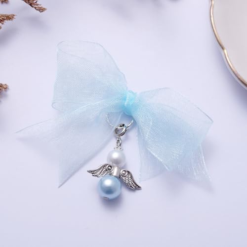Ralukiia Something Blue Angel Charm, Bride Memorial Bouquet Charm for Wedding Remembrance Mom or Dad in Heaven, Guardian Angel for Wedding, Memory Gifts for Bride2