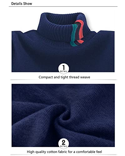 Boys Long Sleeve Sweater Pullover Turtleneck Sweater High Collar Crew Neck Casual Knit Cotton Warm Sweater3