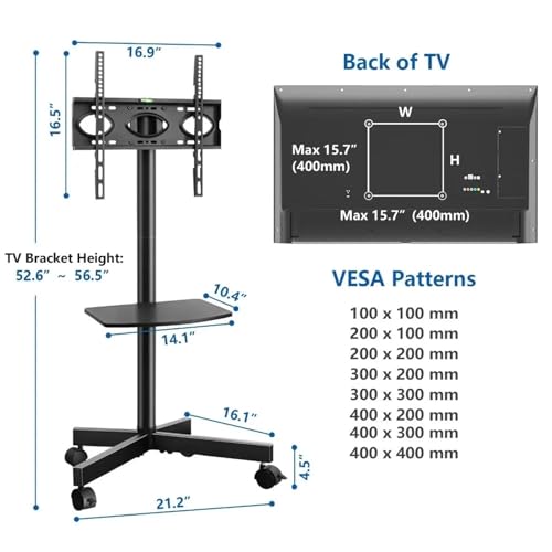 Soporte móvil para TV de 23 a 60 pulgadas Negro miniatura 3
