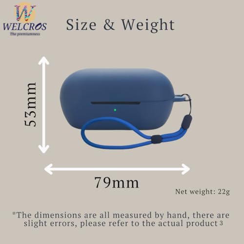 Image of WELCROS Soft Silicone Case Cover for Sony WF-C710N | C710NSA with Lanyard (Blue)