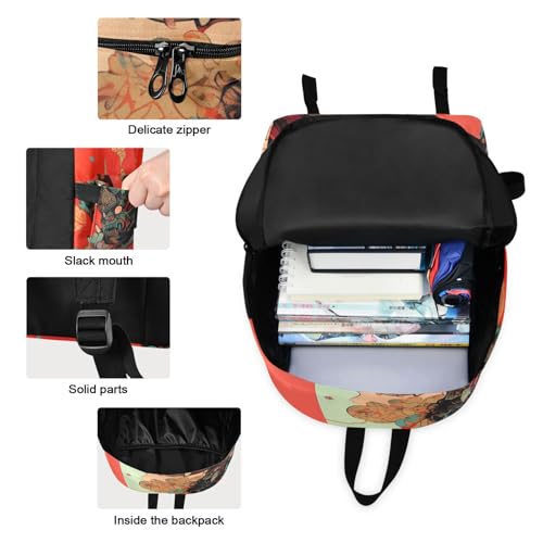 Backpack Lunch Box Set Large Capacity Travel Backpacks and Insulated Lunch Bag for Commute Hiking Picnic Anime Mask Samurai Print3