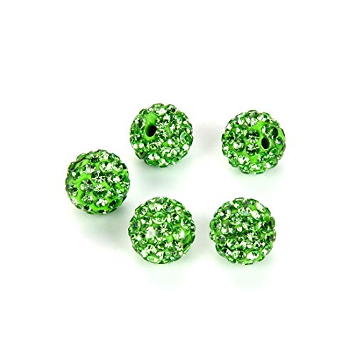 100 Stück Grade A Sonnenfänger Kristall Strass Pavé Disco Kugeln 8 mm Peridot Grün Polymer Clay Bead kompatibel mit Shamballa allen anderen Schmuckherstellungen DB8-16 Cover
