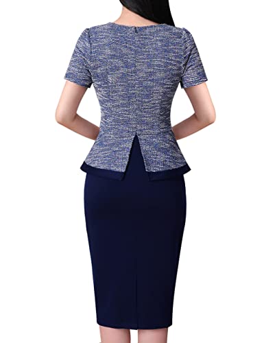 VFSHOW Womens Square Neck Buttons Peplum Cocktail Party Work Business Bodycon Pencil Dress2