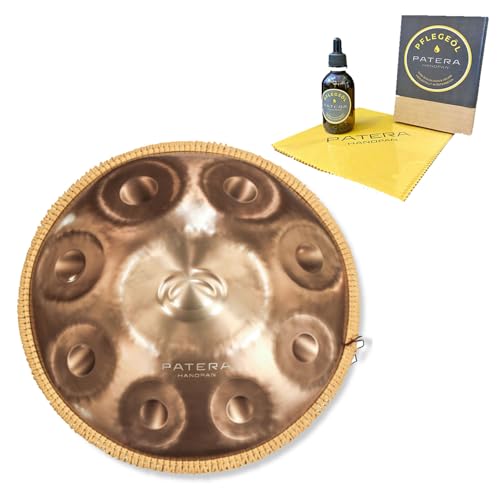 Patera HPDM-12 Edelstahl Handpan Compact 12 Töne D-Kurd + Pflegemittel
