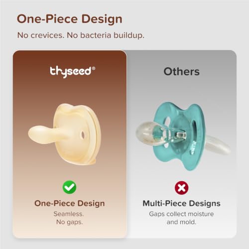 Image of Thyseed Newborn Silicone Pacifier, Ultra-Light One-Piece, Sensitive-Skin Shield, for Breastfed Babies, 6-18 Months, BPA-Free, 2 Pack