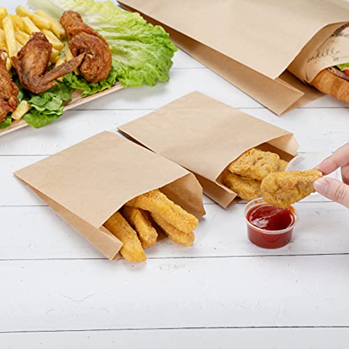 Restaurantware-Bag Tek 4.3 x 1.6 x 6.3 Inch Paper Bags For Snacks, 4000 Disposable French Fry Bags - Greaseproof, For Popcorn, Cookies, Fries, And More, Brown Kraft Snack Bags, - Image 4