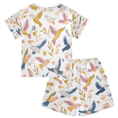 senya Short Sleeve Pajamas Sets Summer Cotton Sleepwear Bird and Flower2