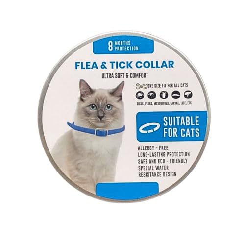 Coleira Antipulgas para Gatos Longa Duração Protege Contra Carrapatos, Mosquitos, Larvas, Pulgas e P