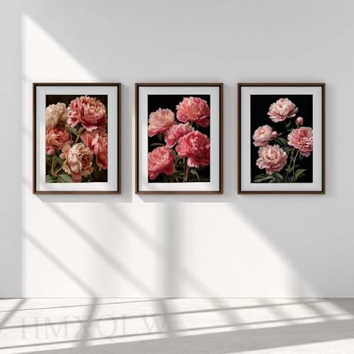 Impression sur toile pivoine rose affiche murale classique 3 pièces