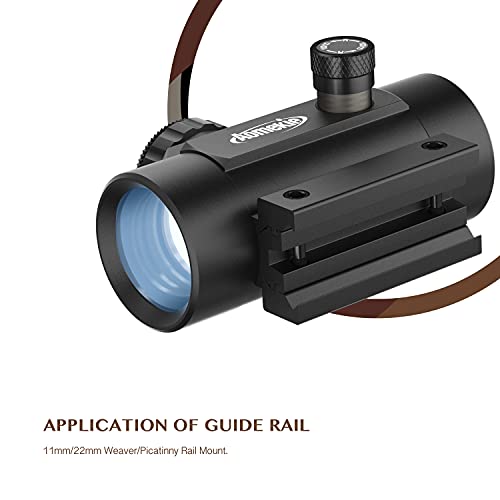 AOMEKIE Softair Red Dot Visier für 20mm/22mm Schiene Leuchtpunktvisier Rotpunktvisier mit Flip up Schutzkappe und 3 Helligkeitseinstellungen für Jagd Softair und Armbrust