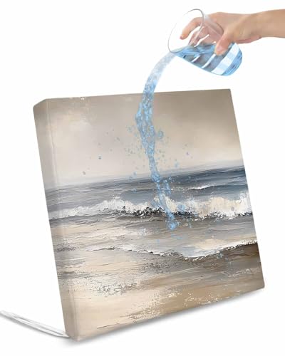 2 Pack Ocean Waterproof Cushion Covers with Ties, Outdoor Patio Chaise Lounge Chair Seat Cushion Slip Covers Replacement(Only Cover) Grey Sky Abstract Beach Minimalism Art 20