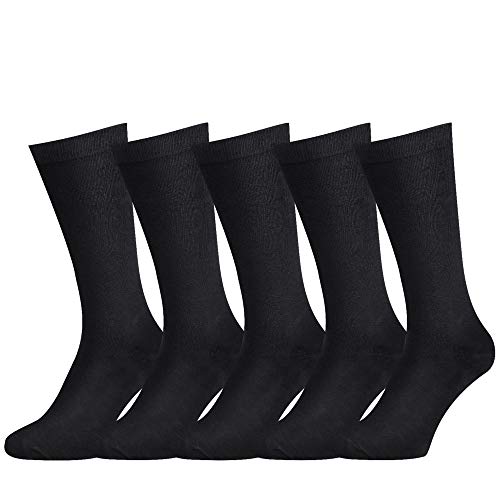 Bussiness Dress Socks Men,Men's Black Cotton Seamless Toe and Non-Binding Top Men Casual Dress Socks Fit Size 8.5-13 (5 Pair)